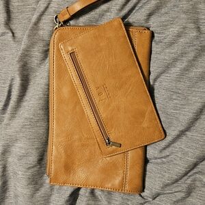 Joy Tan Leather Clutch and Wallet Set